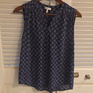 Joie Dark Blue Patterned Sleeveless Blouse